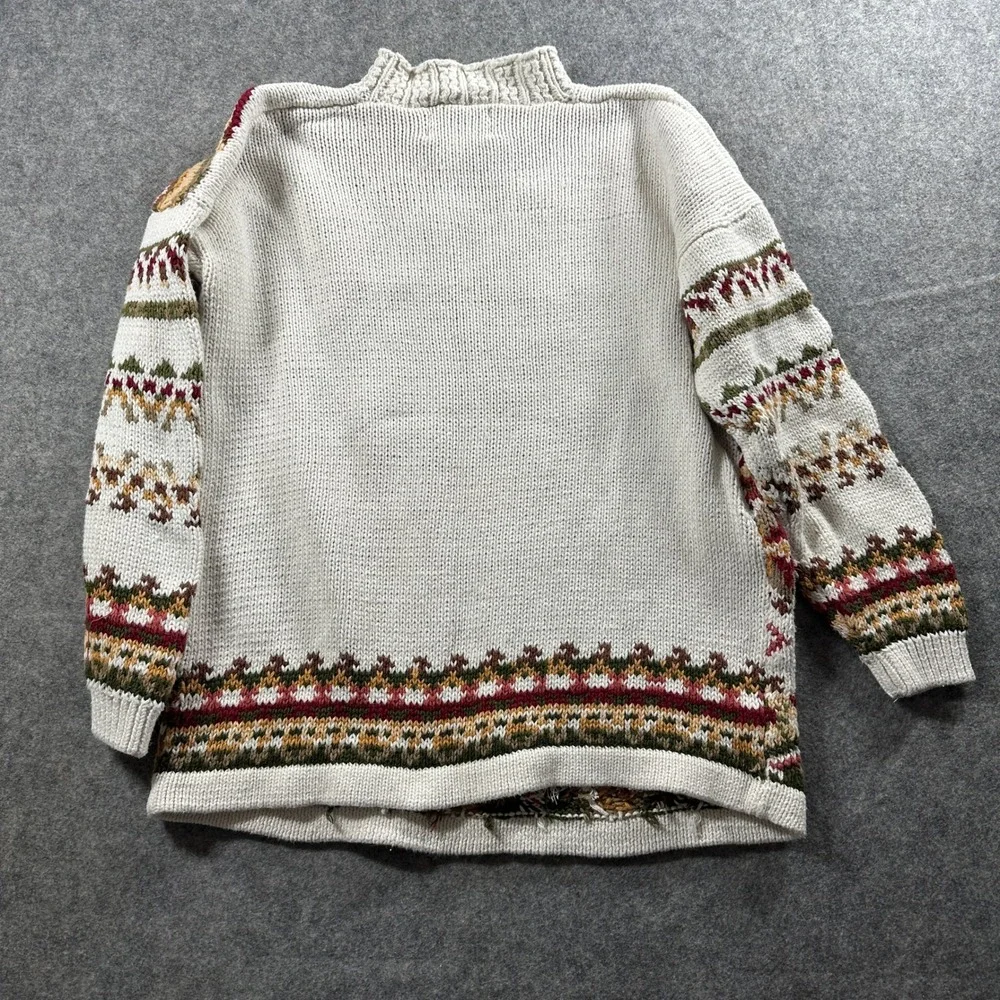 Vtg Heirloom Collectible Sweater Womens M Cream‎ Geometric 1992 Mock Neck